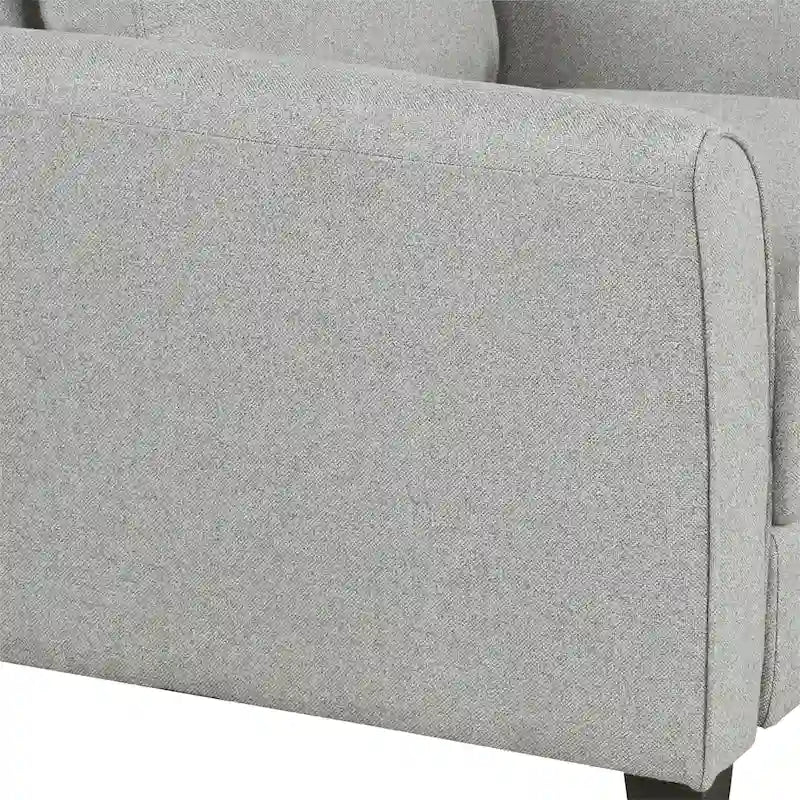 Juego de sofá de tela, gris claro / gris / negro, 2 piezas, 4 plazas
