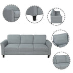 Juego de sofá de tela, gris claro / gris / negro, 2 piezas, 4 plazas