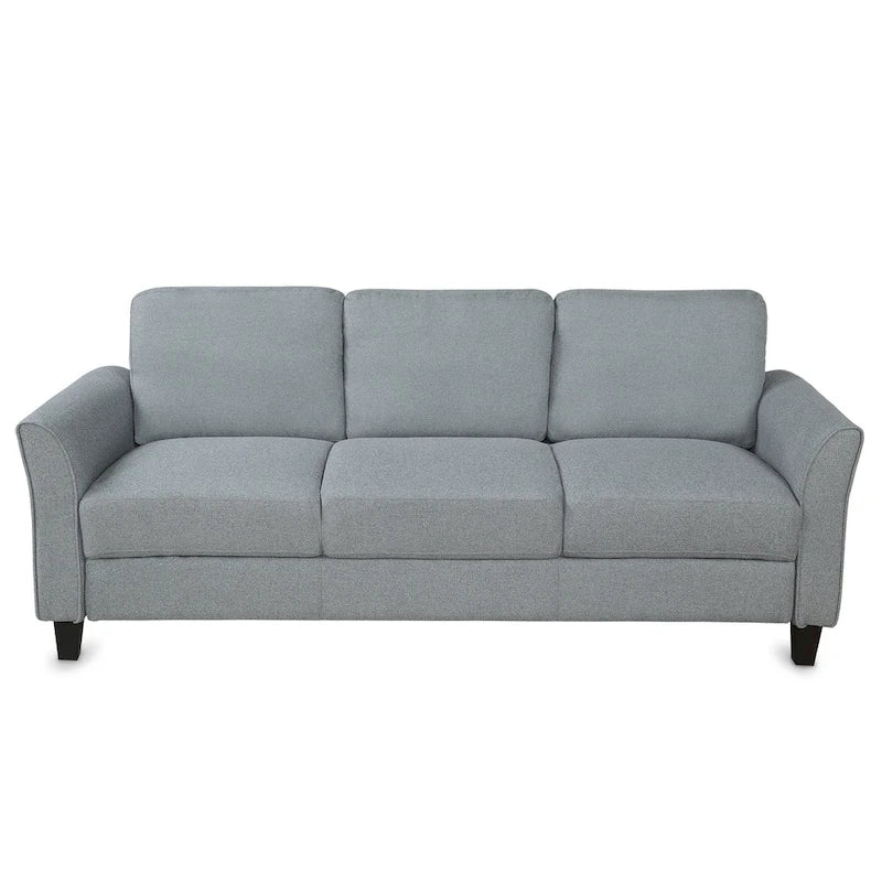 Juego de sofá de tela, gris claro / gris / negro, 2 piezas, 4 plazas