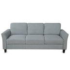 Juego de sofá de tela, gris claro / gris / negro, 2 piezas, 4 plazas