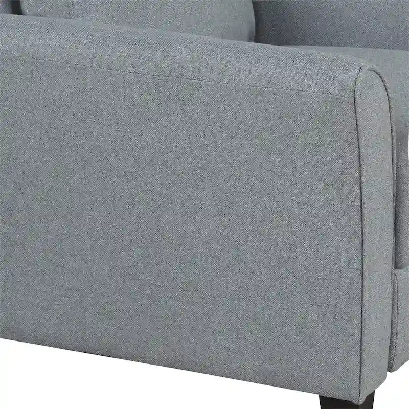Juego de sofá de tela, gris claro / gris / negro, 2 piezas, 4 plazas