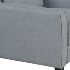 Juego de sofá de tela, gris claro / gris / negro, 2 piezas, 4 plazas