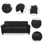 Juego de sofá de tela, gris claro / gris / negro, 2 piezas, 4 plazas