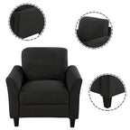 Juego de sofá de tela, gris claro / gris / negro, 2 piezas, 4 plazas