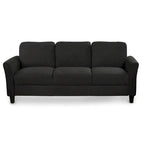 Juego de sofá de tela, gris claro / gris / negro, 2 piezas, 4 plazas