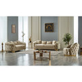 Juego de sofá Chester capitoné beige/antracita, 3 piezas (sofá + sofá de dos plazas + sillón)