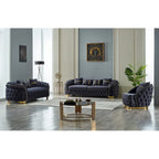 Juego de sofá Chester capitoné beige/antracita, 3 piezas (sofá + sofá de dos plazas + sillón)