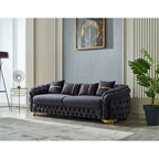Juego de sofá Chester capitoné beige/antracita, 3 piezas (sofá + sofá de dos plazas + sillón)