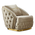 Juego de sofá Chester capitoné beige/antracita, 3 piezas (sofá + sofá de dos plazas + sillón)