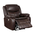 Reclinable eléctrico de piel sintética marrón oscuro – Asiento individual
