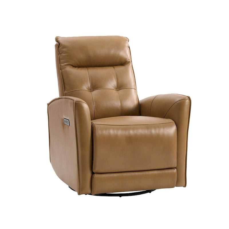 Sillón reclinable eléctrico individual de cuero genuino gris/negro/camel