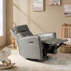 Sillón reclinable eléctrico individual de cuero genuino gris/negro/camel