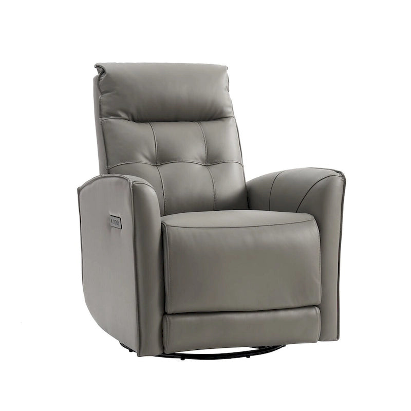 Sillón reclinable eléctrico individual de cuero genuino gris/negro/camel
