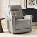 Sillón reclinable eléctrico individual de cuero genuino gris/negro/camel