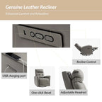Sillón reclinable eléctrico individual de cuero genuino gris/negro/camel