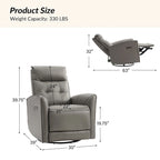 Sillón reclinable eléctrico individual de cuero genuino gris/negro/camel