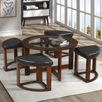 Juego de mesa de centro redonda de cristal Espresso con 4 taburetes