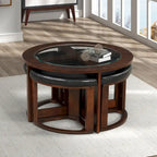 Juego de mesa de centro redonda de cristal Espresso con 4 taburetes