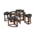Juego de mesa de centro redonda de cristal Espresso con 4 taburetes