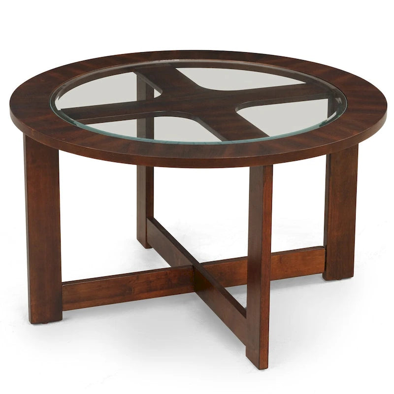Juego de mesa de centro redonda de cristal Espresso con 4 taburetes
