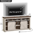 Mueble de TV de Granja de Nogal con Puerta Corredera y Luces LED, Compatible con TVs de hasta 75"