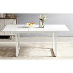Mesa de comedor extensible blanco antiguo/negro, estilo moderno, 6 plazas