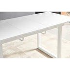 Mesa de comedor extensible blanco antiguo/negro, estilo moderno, 6 plazas