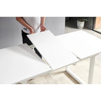 Mesa de comedor extensible blanco antiguo/negro, estilo moderno, 6 plazas