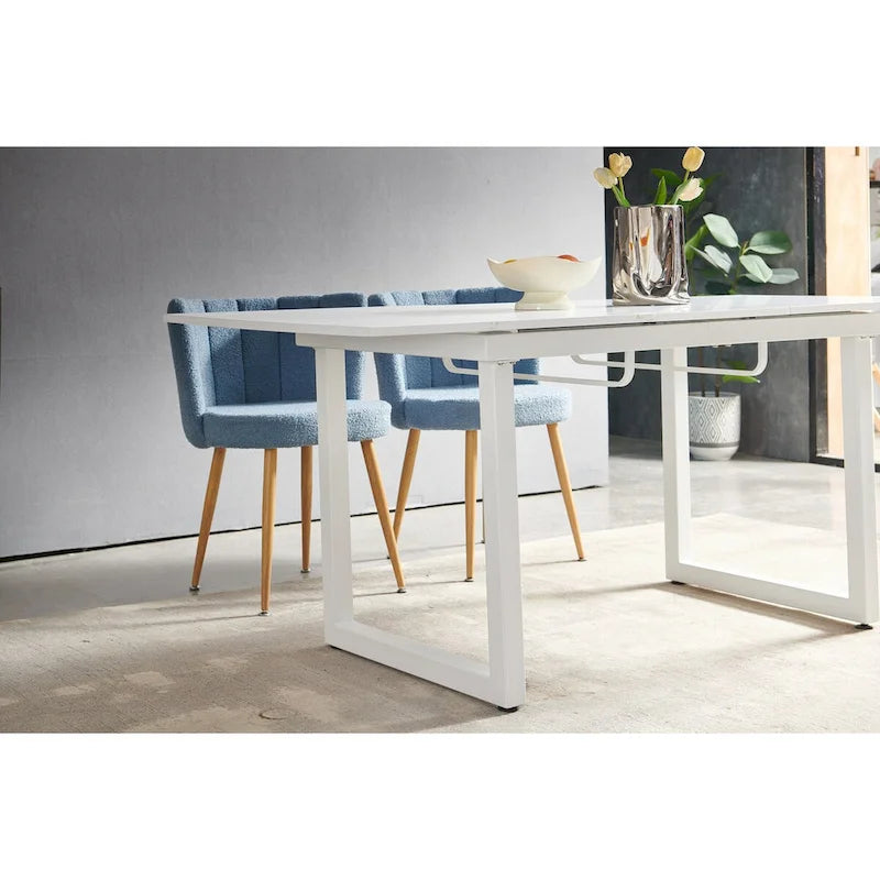 Mesa de comedor extensible blanco antiguo/negro, estilo moderno, 6 plazas