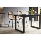 Mesa de comedor extensible blanco antiguo/negro, estilo moderno, 6 plazas