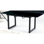 Mesa de comedor extensible blanco antiguo/negro, estilo moderno, 6 plazas