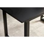 Mesa de comedor extensible blanco antiguo/negro, estilo moderno, 6 plazas