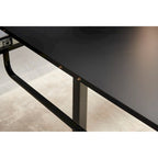 Mesa de comedor extensible blanco antiguo/negro, estilo moderno, 6 plazas