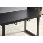 Mesa de comedor extensible blanco antiguo/negro, estilo moderno, 6 plazas