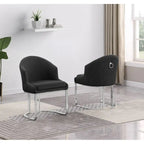 Sillas de comedor tapizadas con botones y cromo, juego de 2 — Crema / Verde / Gris oscuro / Negro