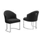 Sillas de comedor tapizadas con botones y cromo, juego de 2 — Crema / Verde / Gris oscuro / Negro