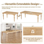 Juego de comedor extensible de madera natural/marrón y blanco – 9 piezas, para 8 personas