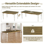 Juego de comedor extensible de madera natural/marrón y blanco – 9 piezas, para 8 personas