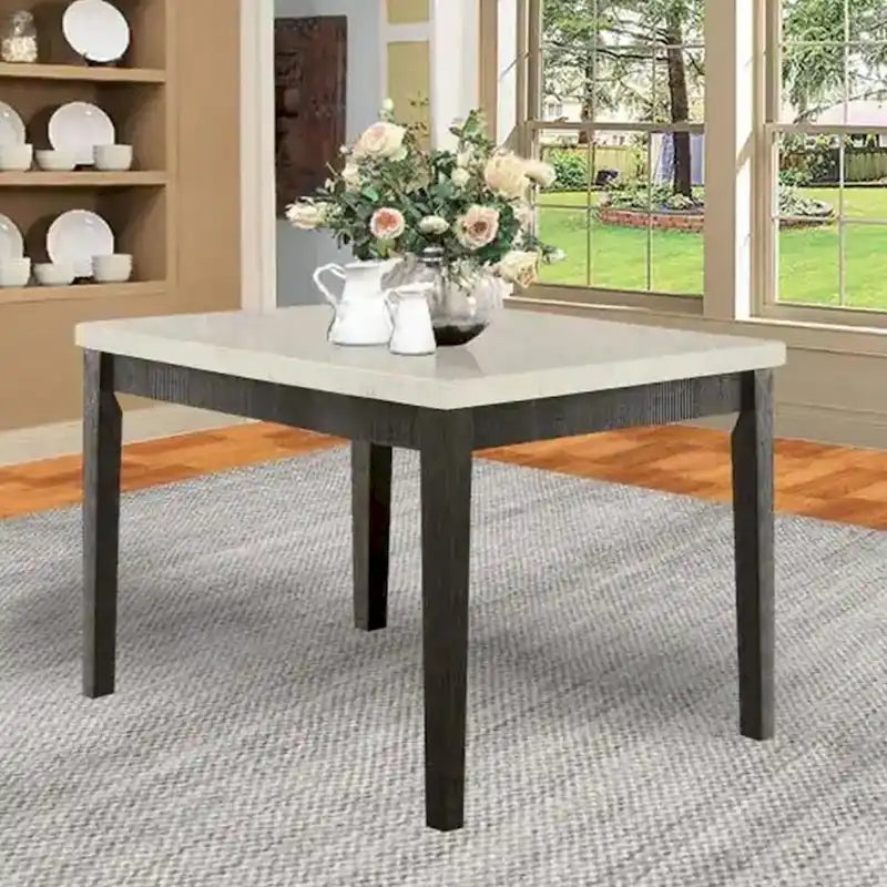 Mesa de altura de mostrador cuadrada de mármol White & Salvage Dark Oak para 2