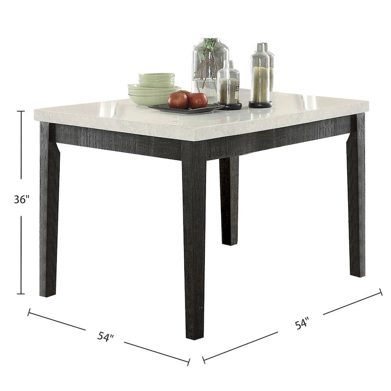 Mesa de altura de mostrador cuadrada de mármol White & Salvage Dark Oak para 2