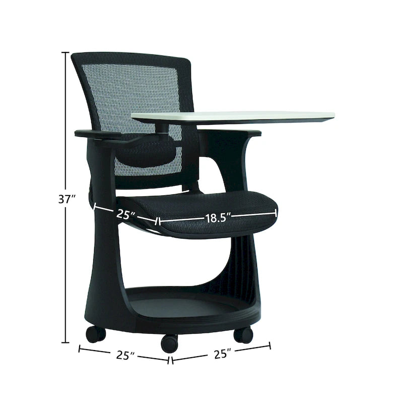 Silla giratoria de malla en blanco/negro con escritorio y un solo asiento