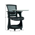 Silla giratoria de malla en blanco/negro con escritorio y un solo asiento