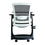Silla giratoria de malla en blanco/negro con escritorio y un solo asiento