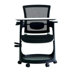 Silla giratoria de malla en blanco/negro con escritorio y un solo asiento