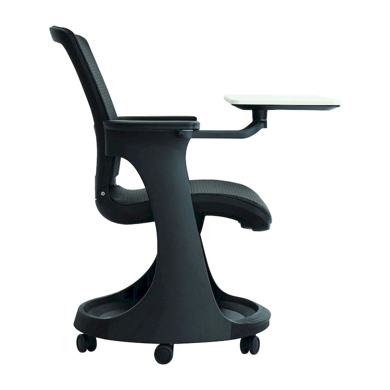 Silla giratoria de malla en blanco/negro con escritorio y un solo asiento