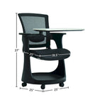 Silla giratoria de malla en blanco/negro con escritorio y un solo asiento