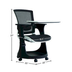 Silla giratoria de malla en blanco/negro con escritorio y un solo asiento