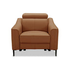 Sillón Reclinable Eléctrico de Piel Genuina Color Camello de 1 Plaza