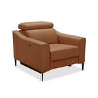 Sillón Reclinable Eléctrico de Piel Genuina Color Camello de 1 Plaza