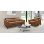 Sillón Reclinable Eléctrico de Piel Genuina Color Camello de 1 Plaza
